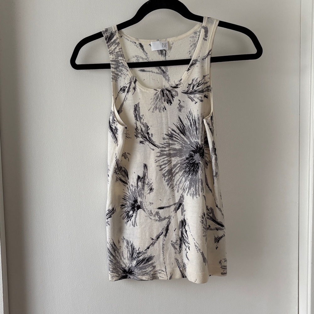 TSE Superfine Cashmere Floral Tank Top S